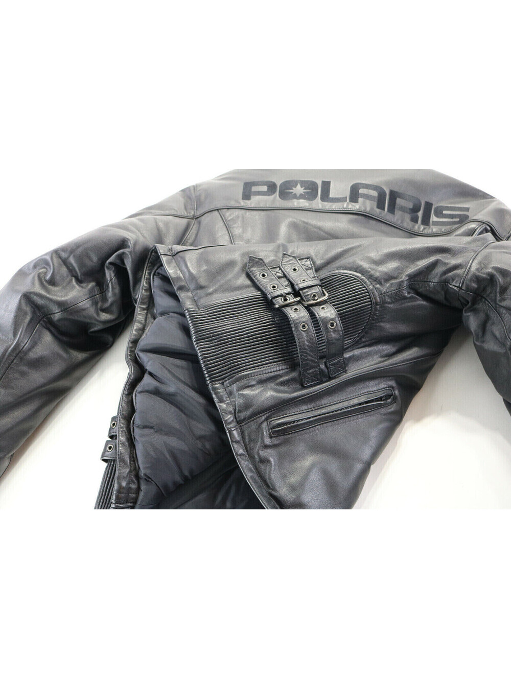 womens polaris jacket coat L black leather reflective snowmobile warm winter zip
